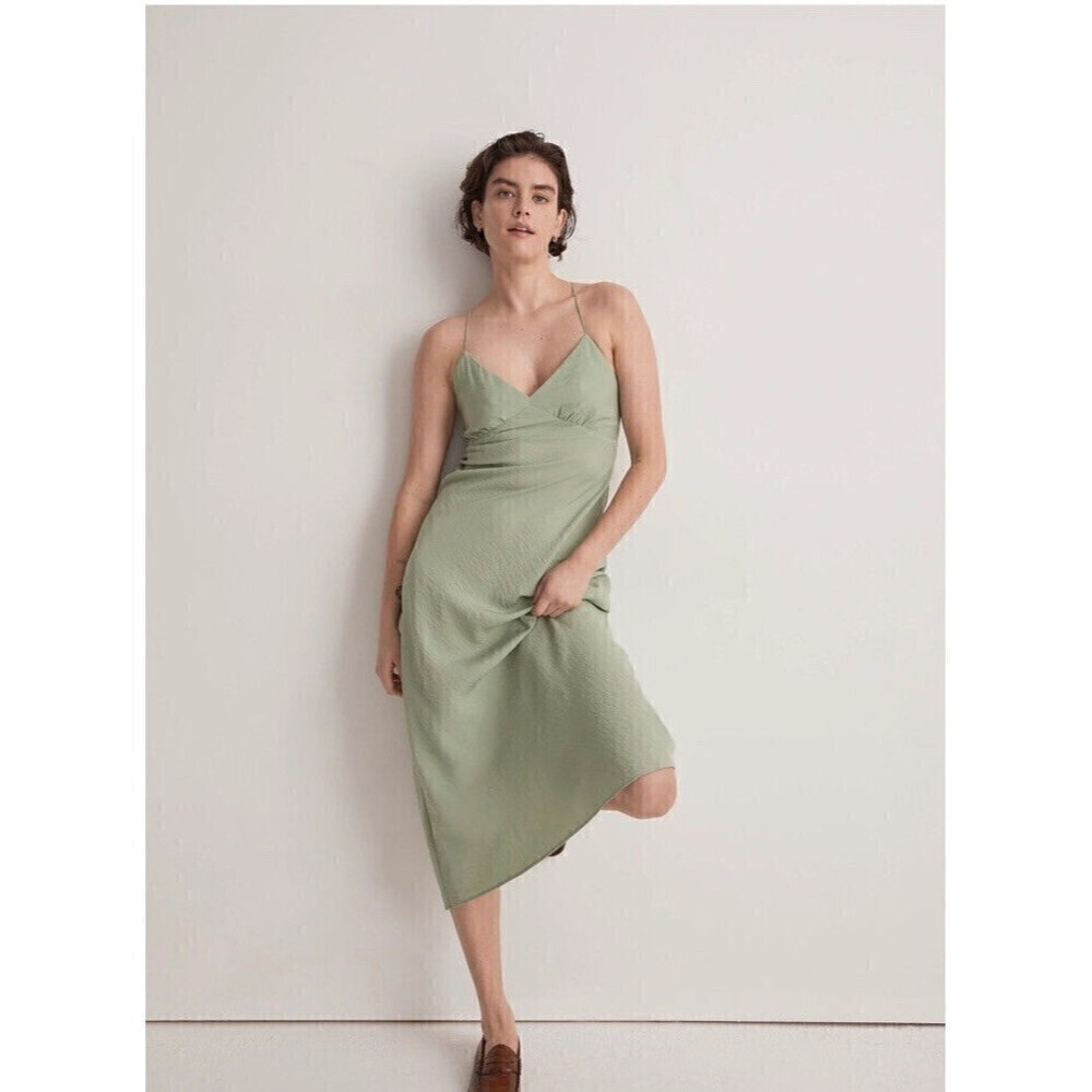 NWT Madewell Sadie Midi Slip Dress in Gatehouse Green Size 6